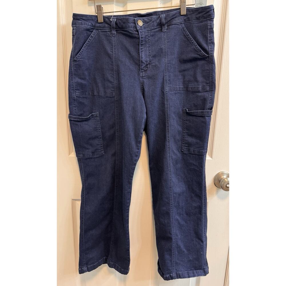 Belle By Kim Gravel 16 Petite TripleLuxe Cargo Jeans Zip Button 27” Inseam